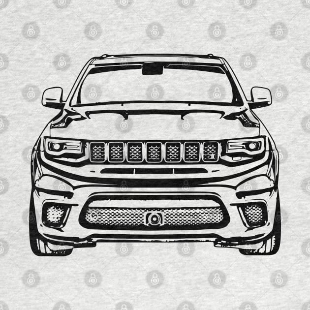 Cherokee Trackhawk Front View Sketch Art by DemangDesign